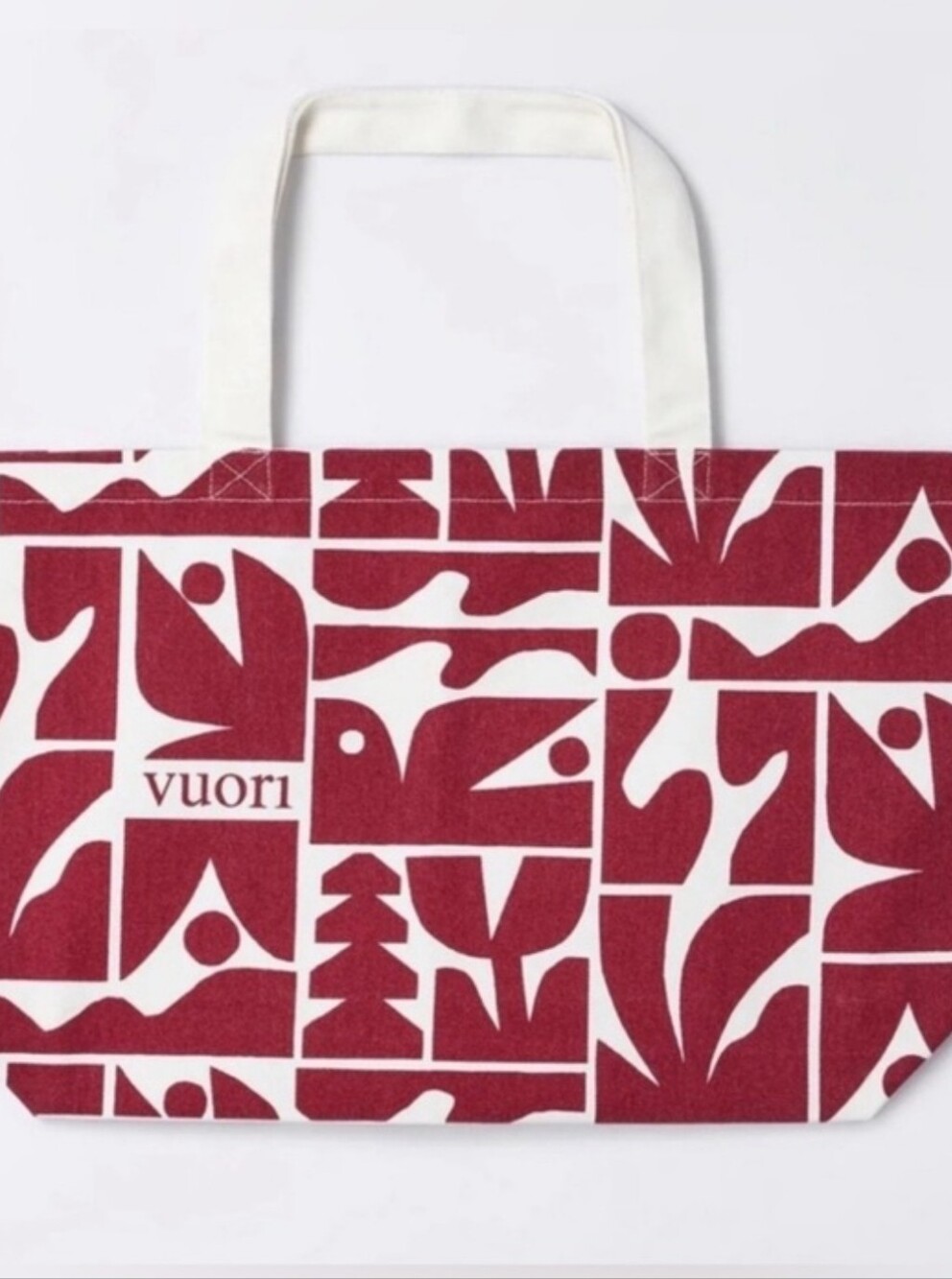 Vuori White and Deep Red Graphic Tote